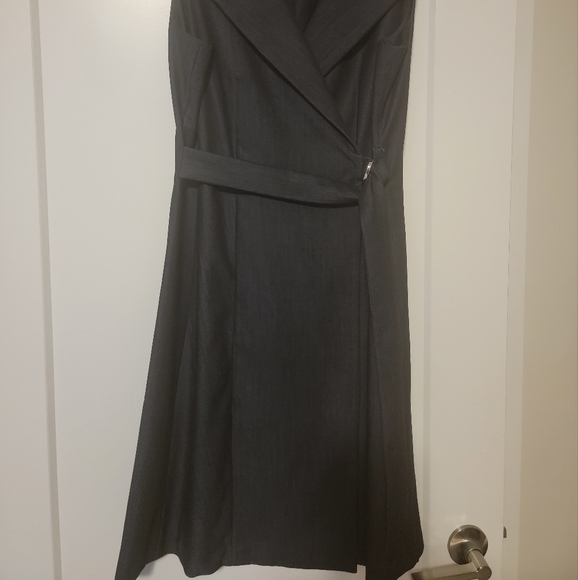 Calvin Klein Faux Wrap Dress Grey - Picture 3 of 7